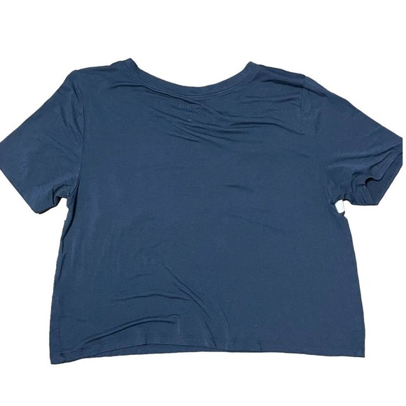 Hollister Viscose Blue Floral Embroidered Crop Tee Size M - Picture 6 of 7